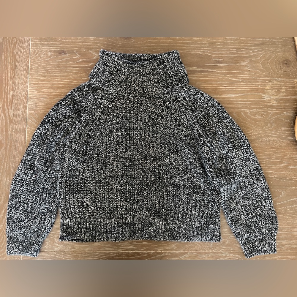 PacSun Kendall + Kylie Woven Turtleneck Black and White Chunky Cutout Sweater